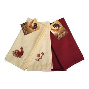 Home Wear Cloth Dinner Napkins Set of 4 Large 18" x 18" Rooster Collection NEW
